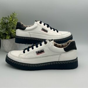 Callaghan Men’s Comfort White Leather Sneakers Shoes Size 8